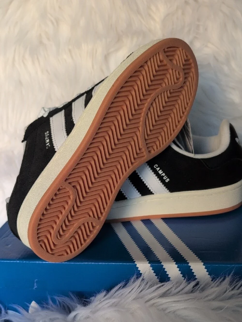 adidas Campus Suede Men's Sneakers in Black and White with Gum Outsole